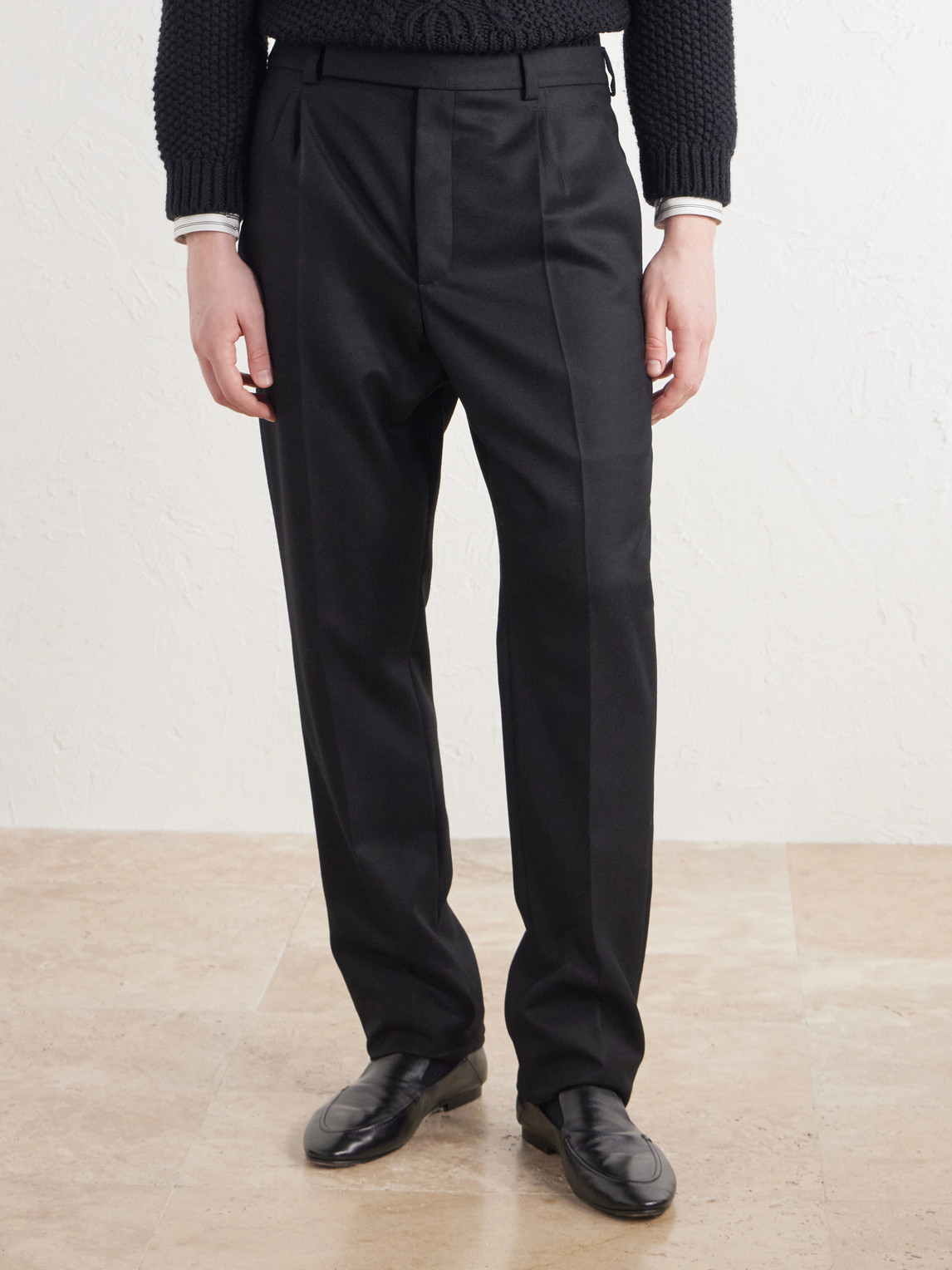 Tapered Brushed Wool Trousers