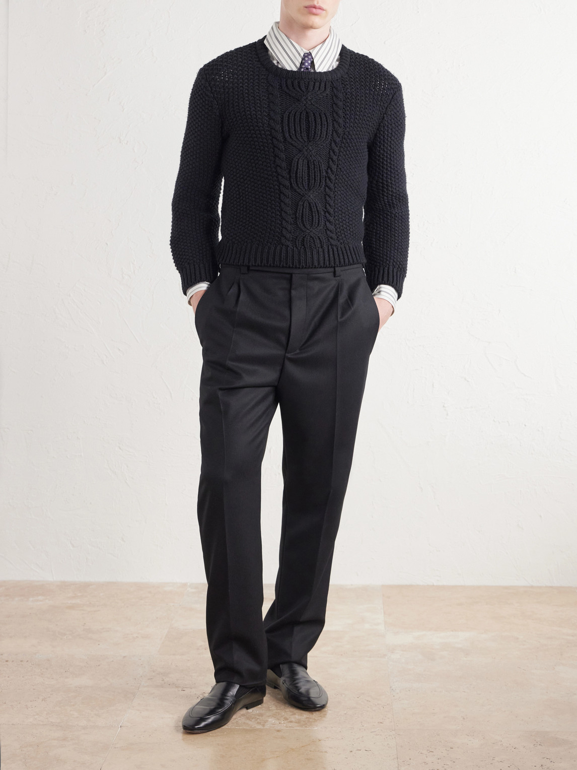 Tapered Brushed Wool Trousers