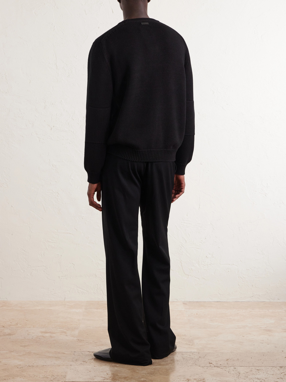 Waffle-Knit Cotton Sweater
