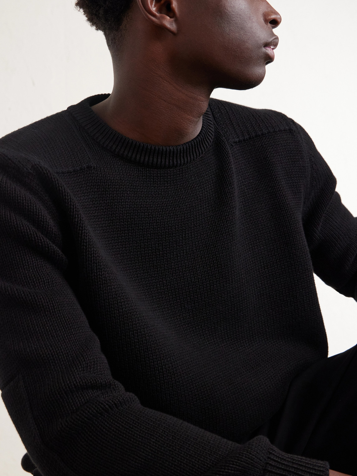 Waffle-Knit Cotton Sweater