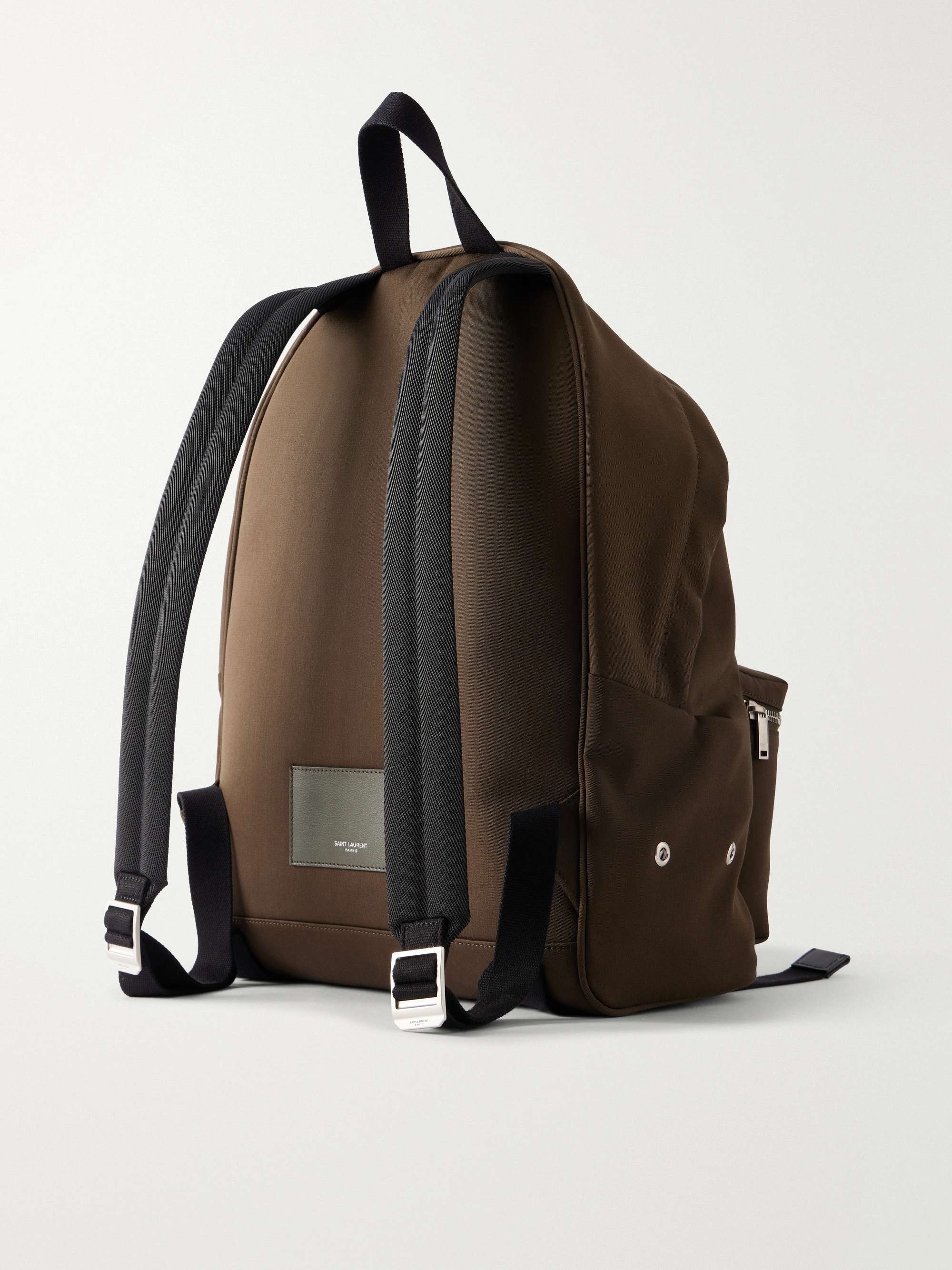 SAINT LAURENT City Leather-Trimmed Twill Backpack for Men | MR