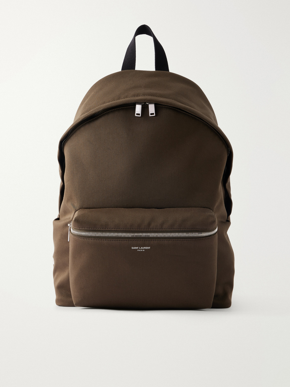 Saint Laurent City Leather-trimmed Twill Backpack In Brown
