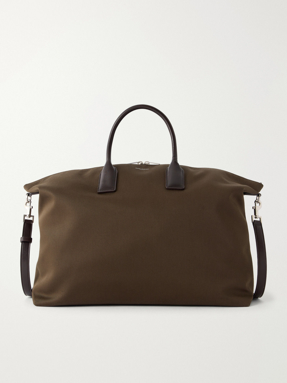 Saint Laurent Bowling Leather-trimmed Cotton-canvas Weekend Bag In Brown