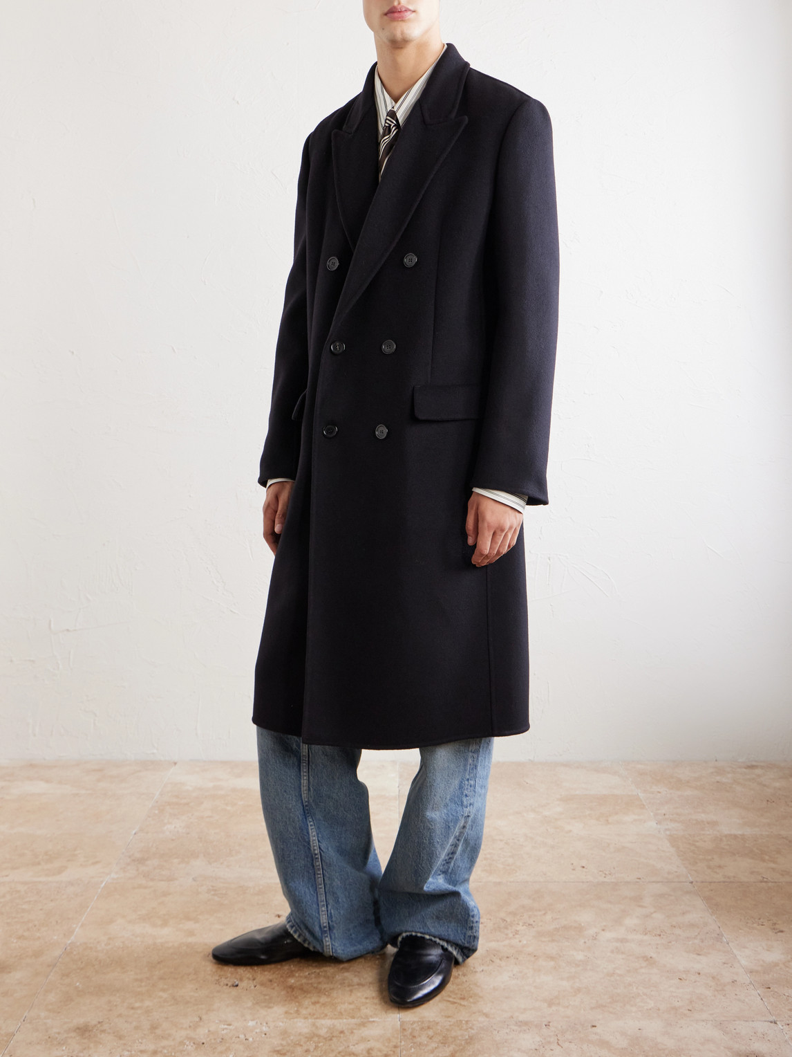 Double-Breasted Wool-Blend Coat