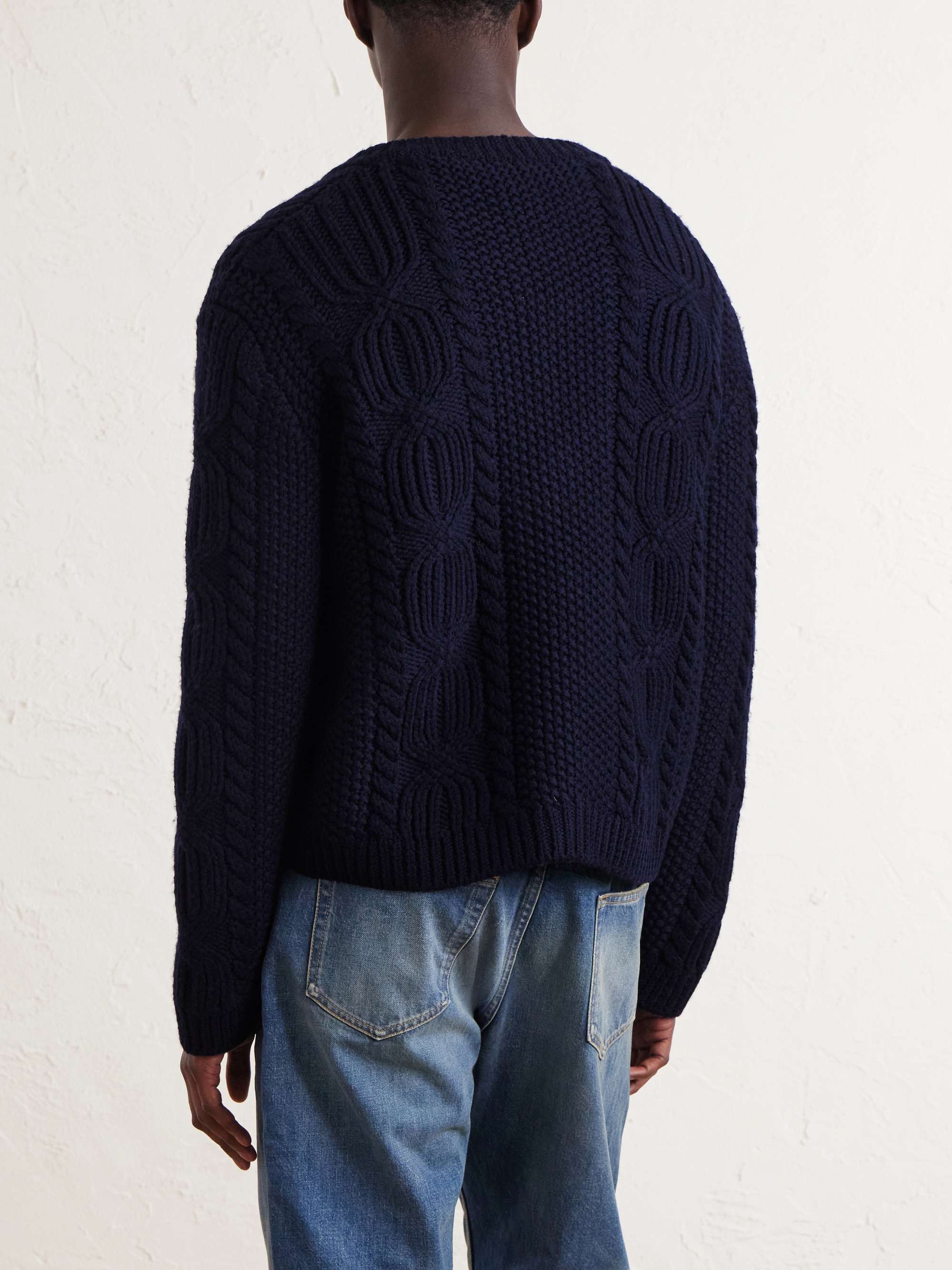 SAINT LAURENT Cable-Knit Wool Cardigan for Men | MR PORTER