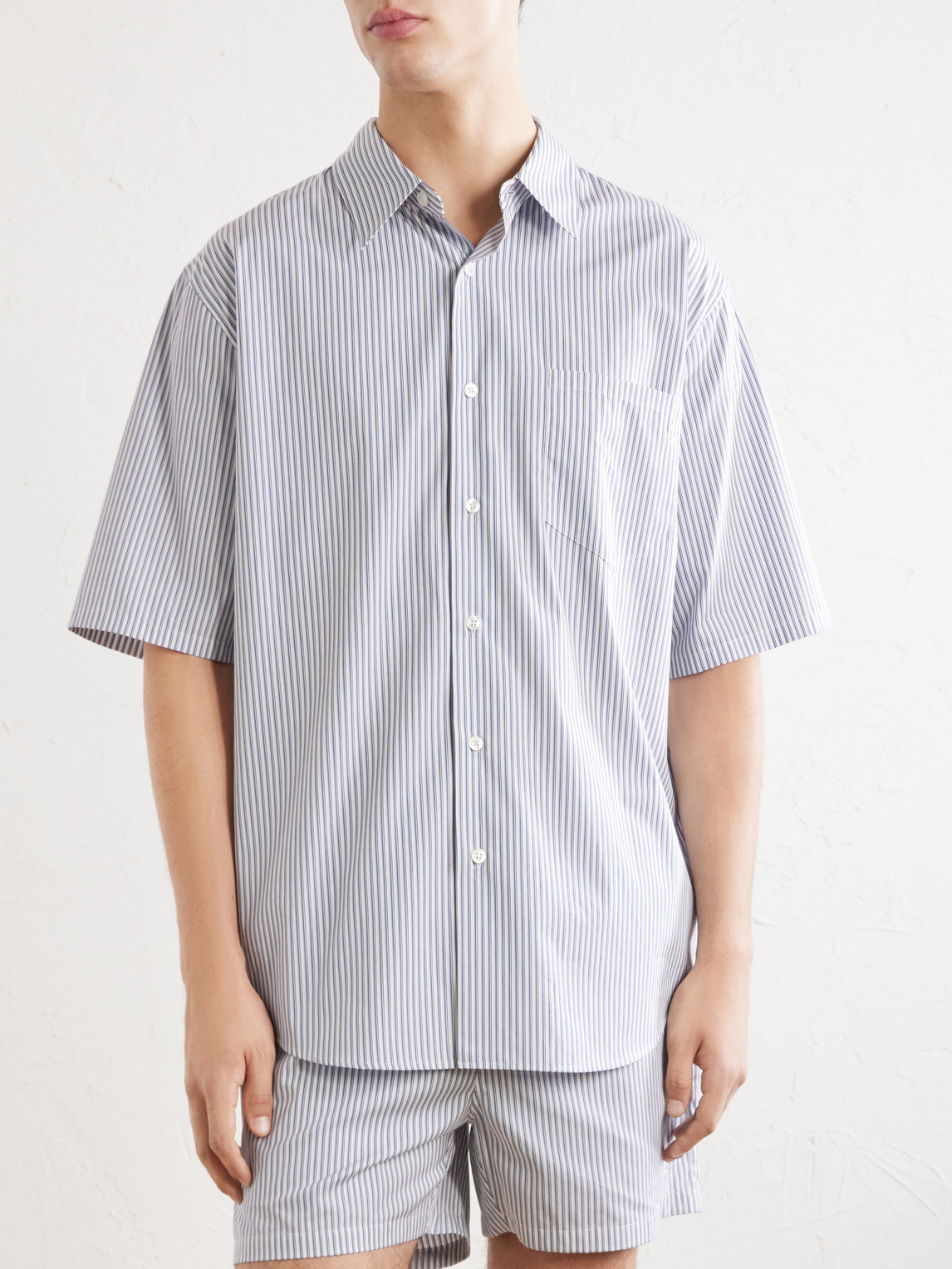 Logo-Embroidered Striped Cotton-Poplin Shirt
