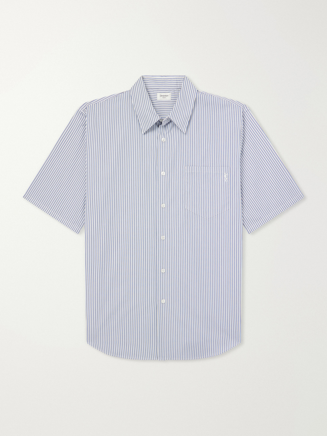 Logo-Embroidered Striped Cotton-Poplin Shirt