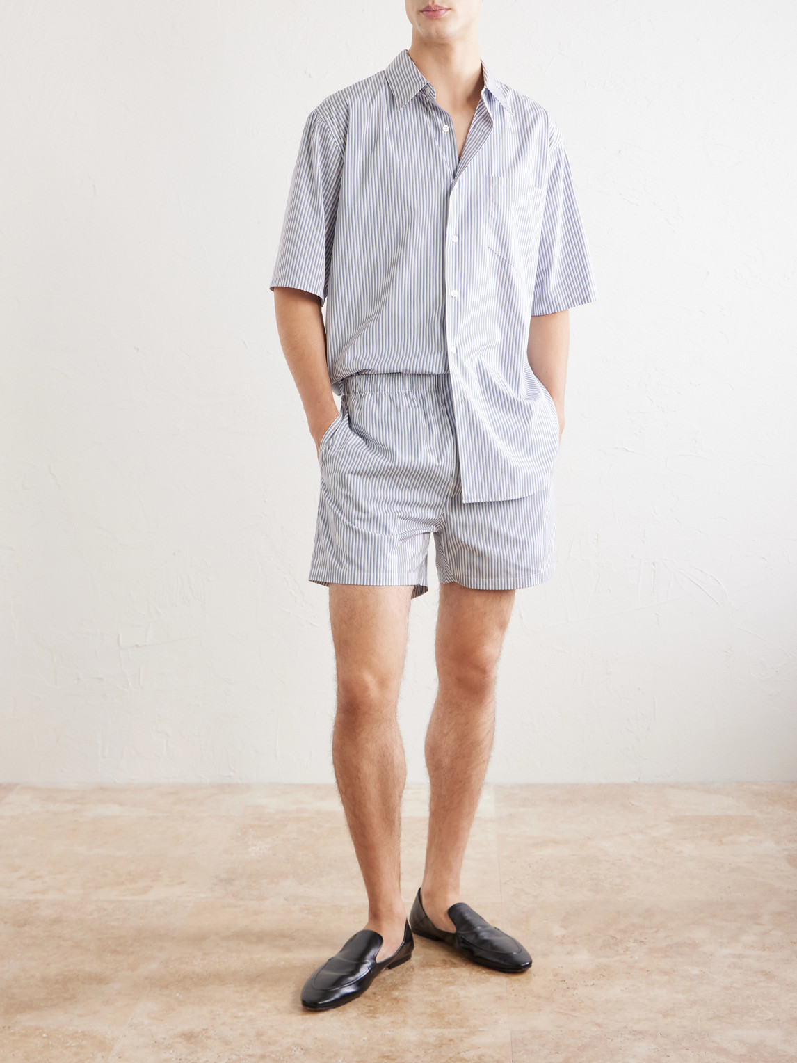 Logo-Embroidered Striped Cotton-Poplin Shirt