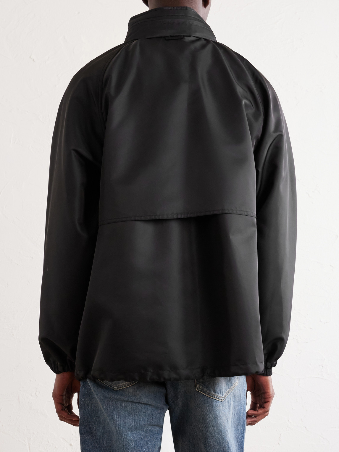 Leather-Trimmed Shell Jacket