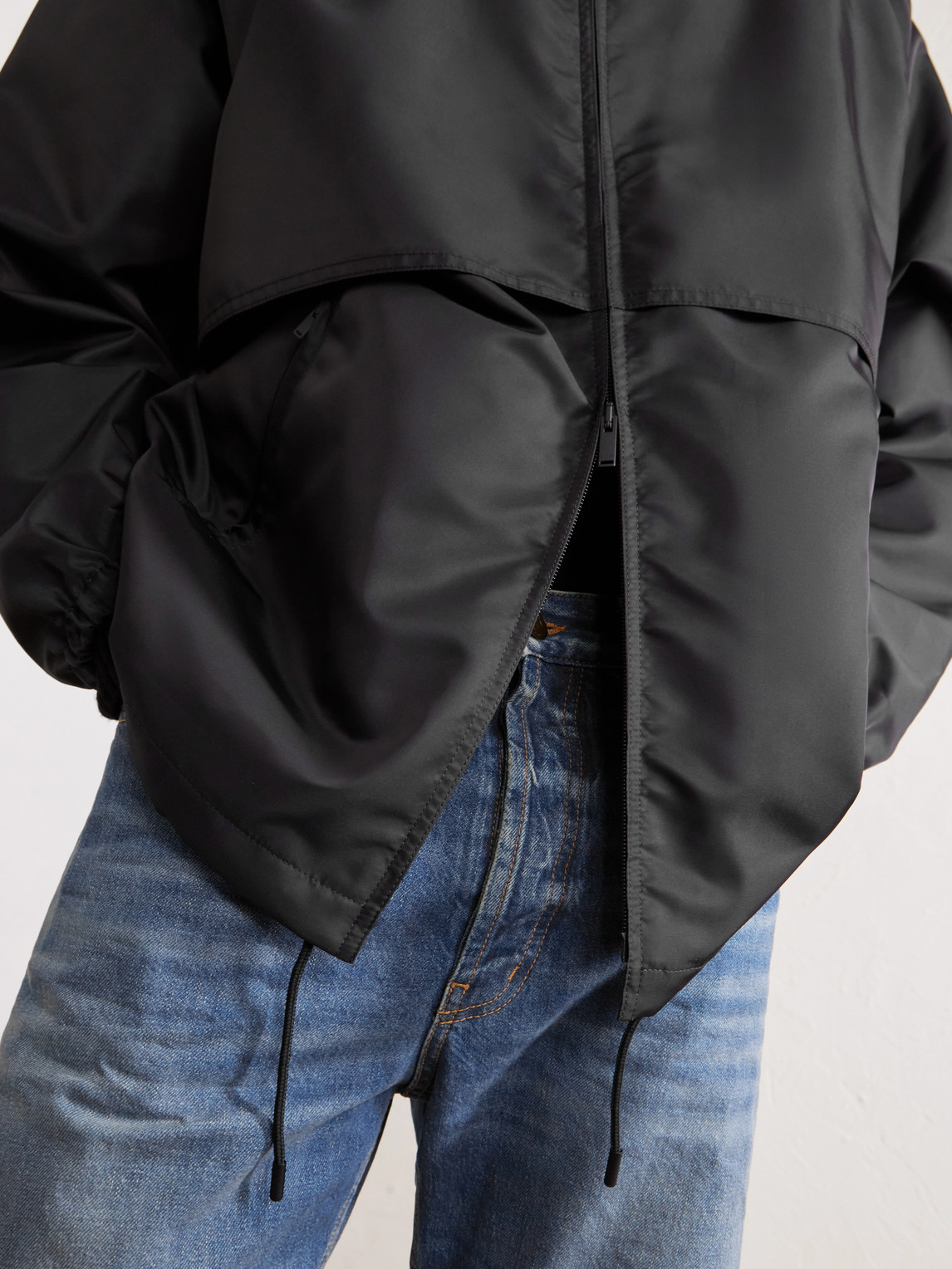 Leather-Trimmed Shell Jacket