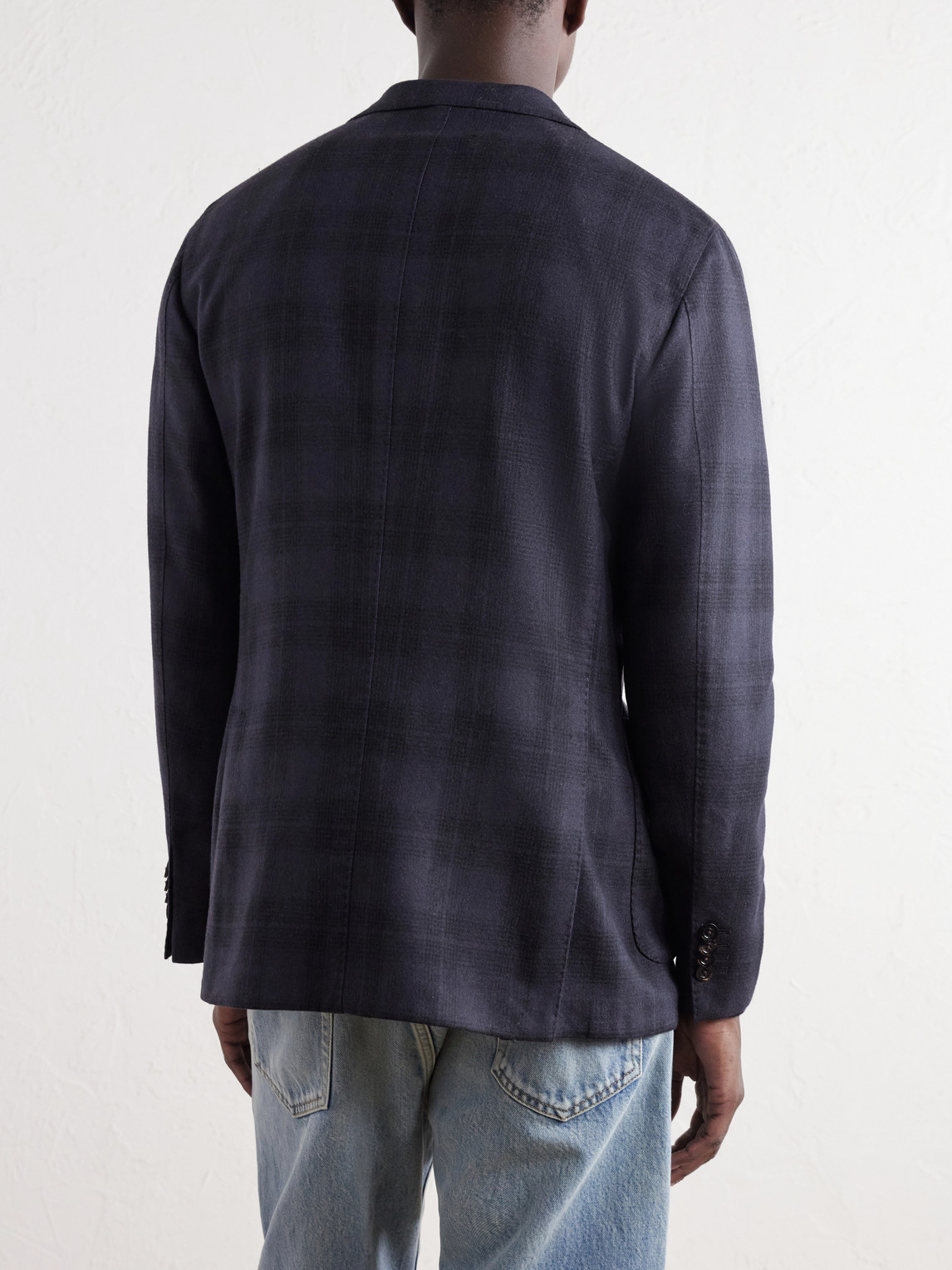 Prince Of Wales Wool-Blend Flannel Blazer