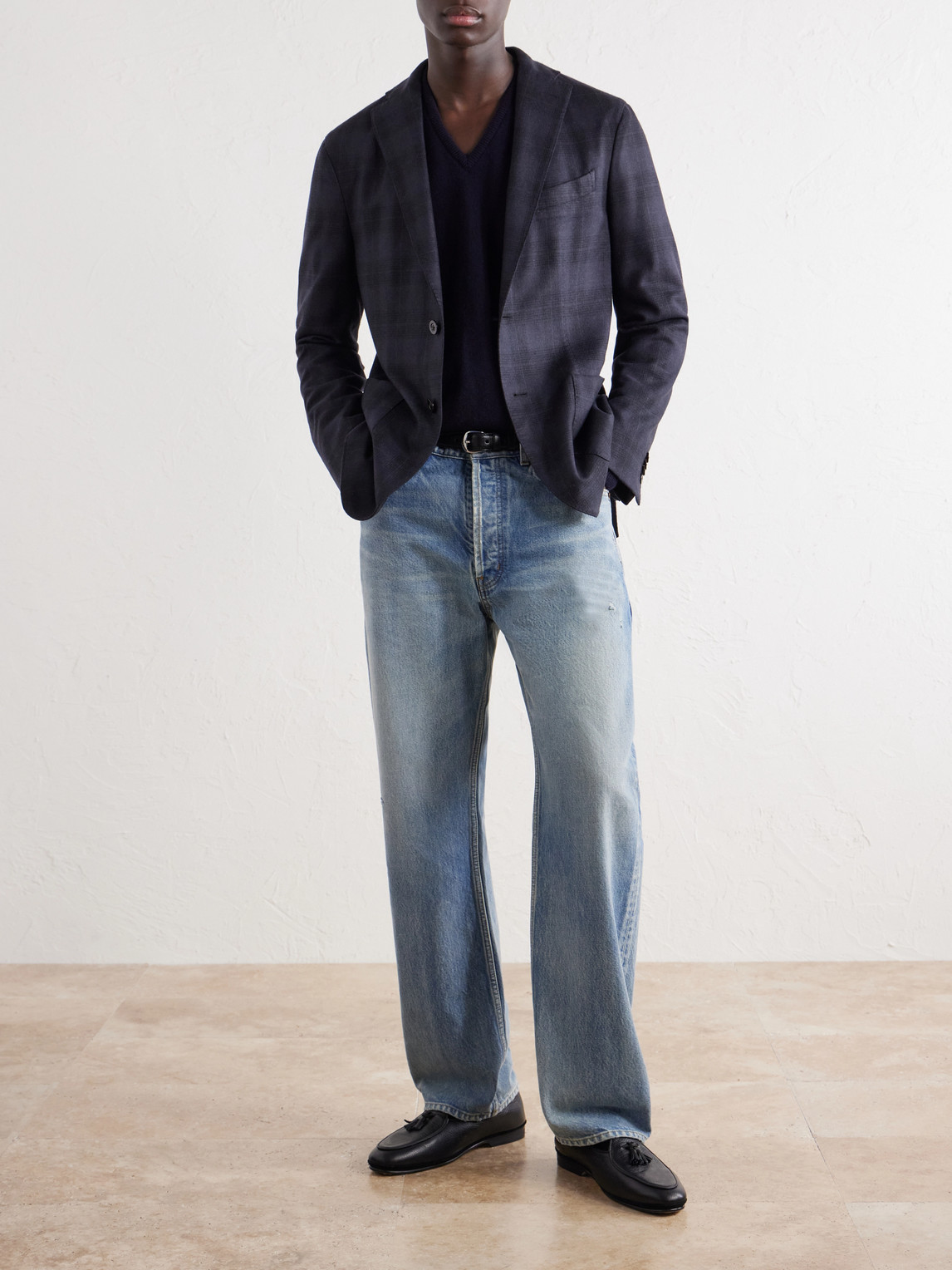 Prince Of Wales Wool-Blend Flannel Blazer