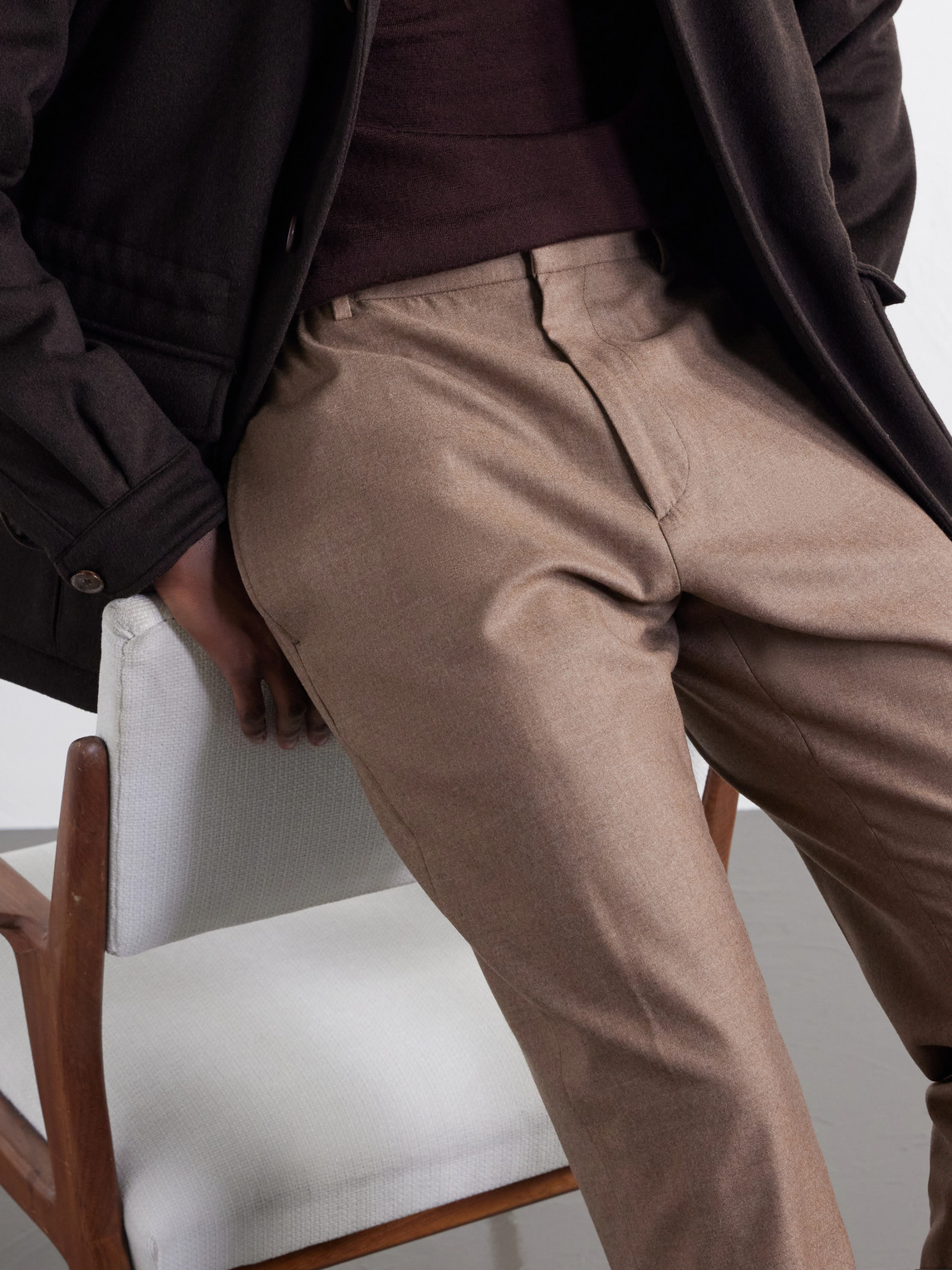 Straight-Leg Virgin Wool-Woven Trousers