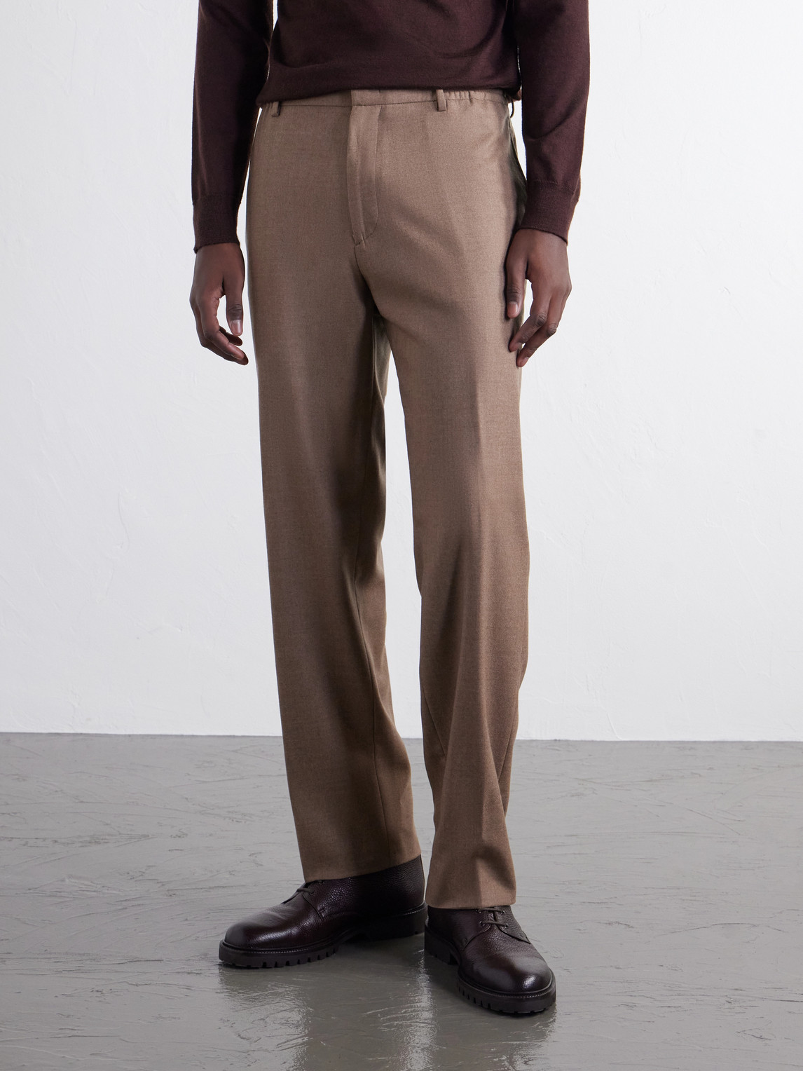 Straight-Leg Virgin Wool-Woven Trousers