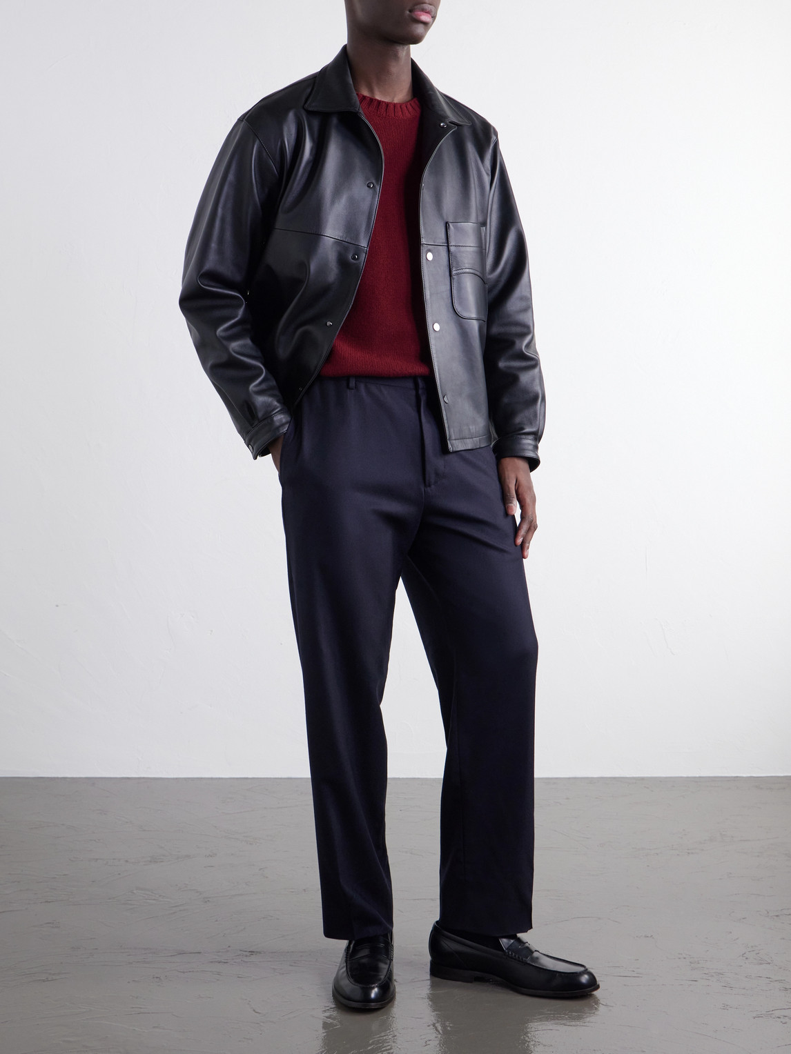Straight-Leg Virgin Wool-Woven Trousers