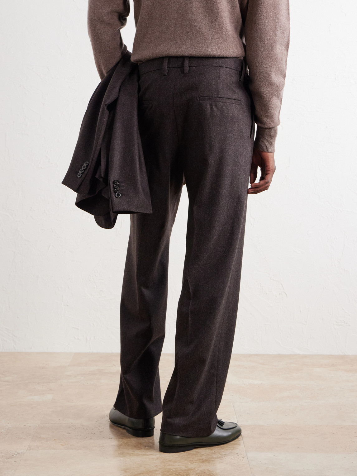 Straight-Leg Pleated Virgin Wool-Flannel Suit Trousers