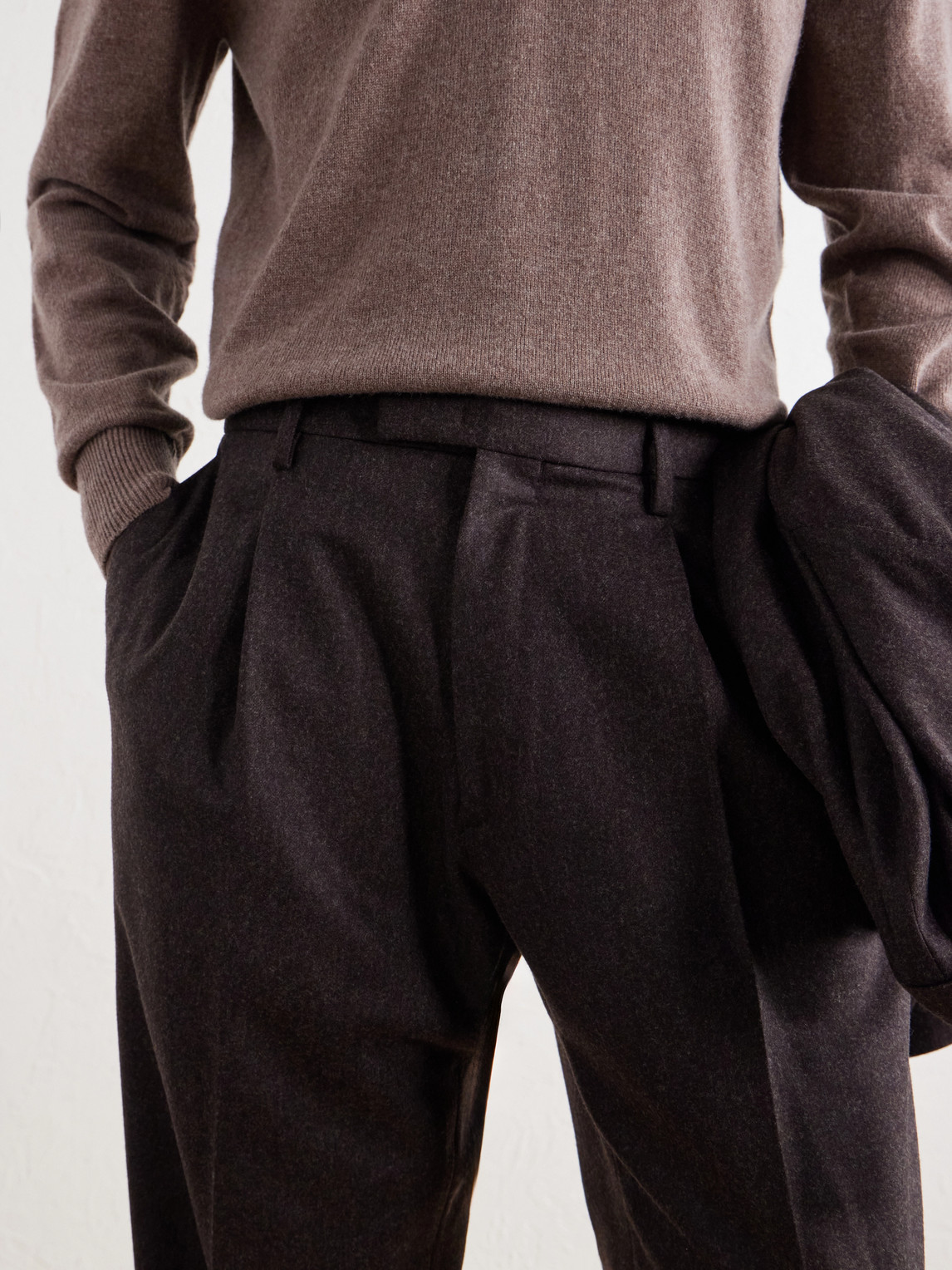 Straight-Leg Pleated Virgin Wool-Flannel Suit Trousers