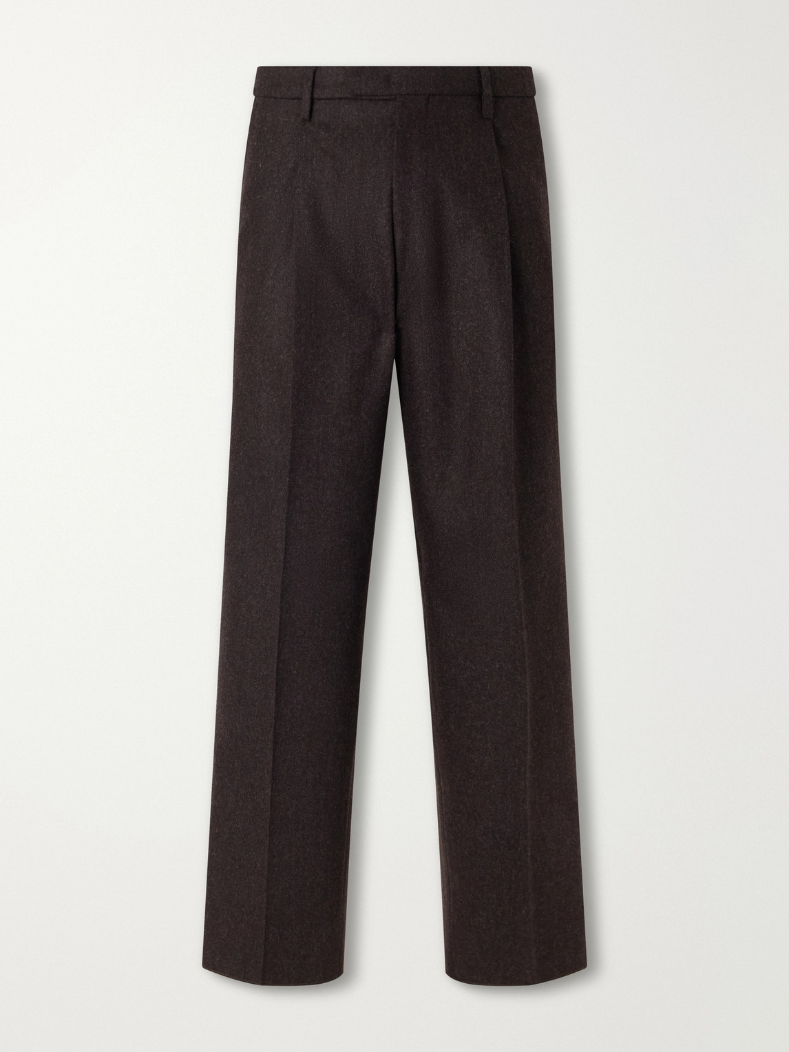 Straight-Leg Pleated Virgin Wool-Flannel Suit Trousers