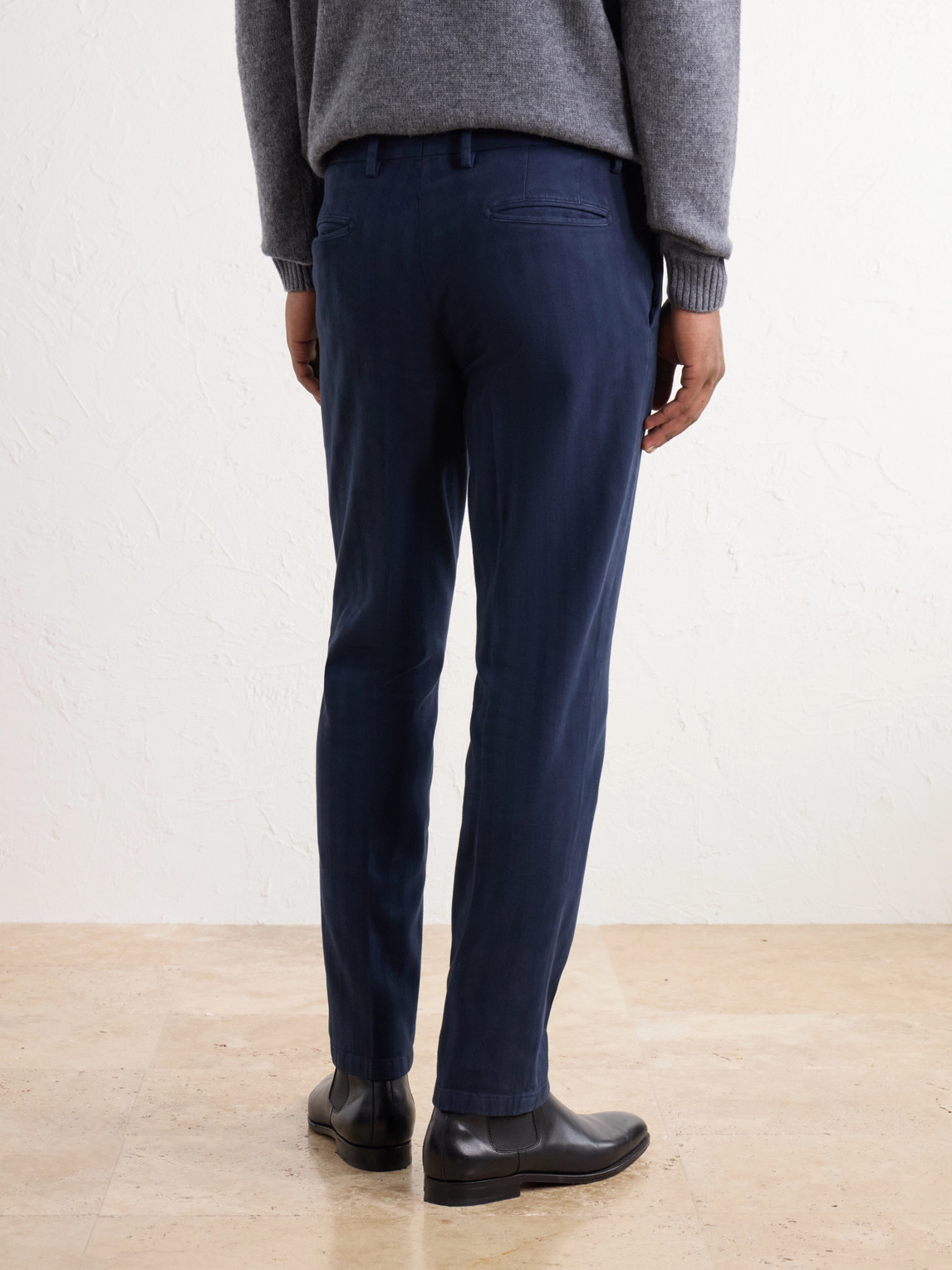 Straight-Leg Herringbone Cotton-Blend Twill Suit Trousers