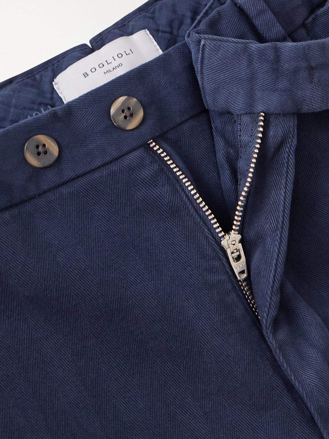 Straight-Leg Herringbone Cotton-Blend Twill Suit Trousers