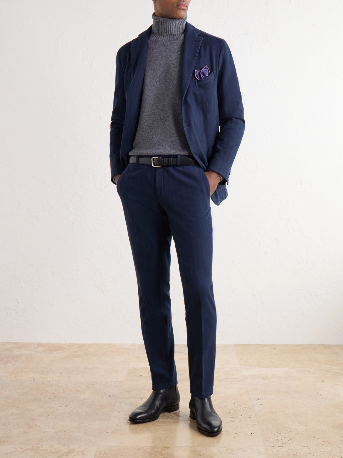 Straight-Leg Herringbone Cotton-Blend Twill Suit Trousers