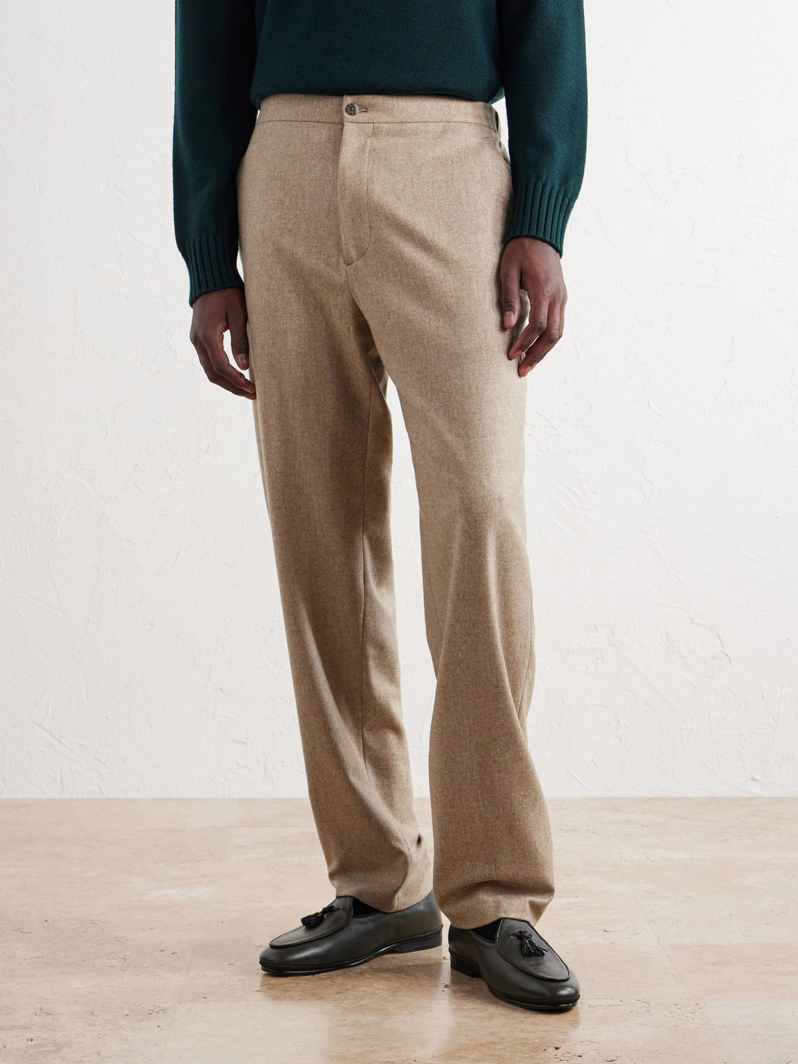 Straight-Leg Virgin Wool-Flannel Suit Trousers