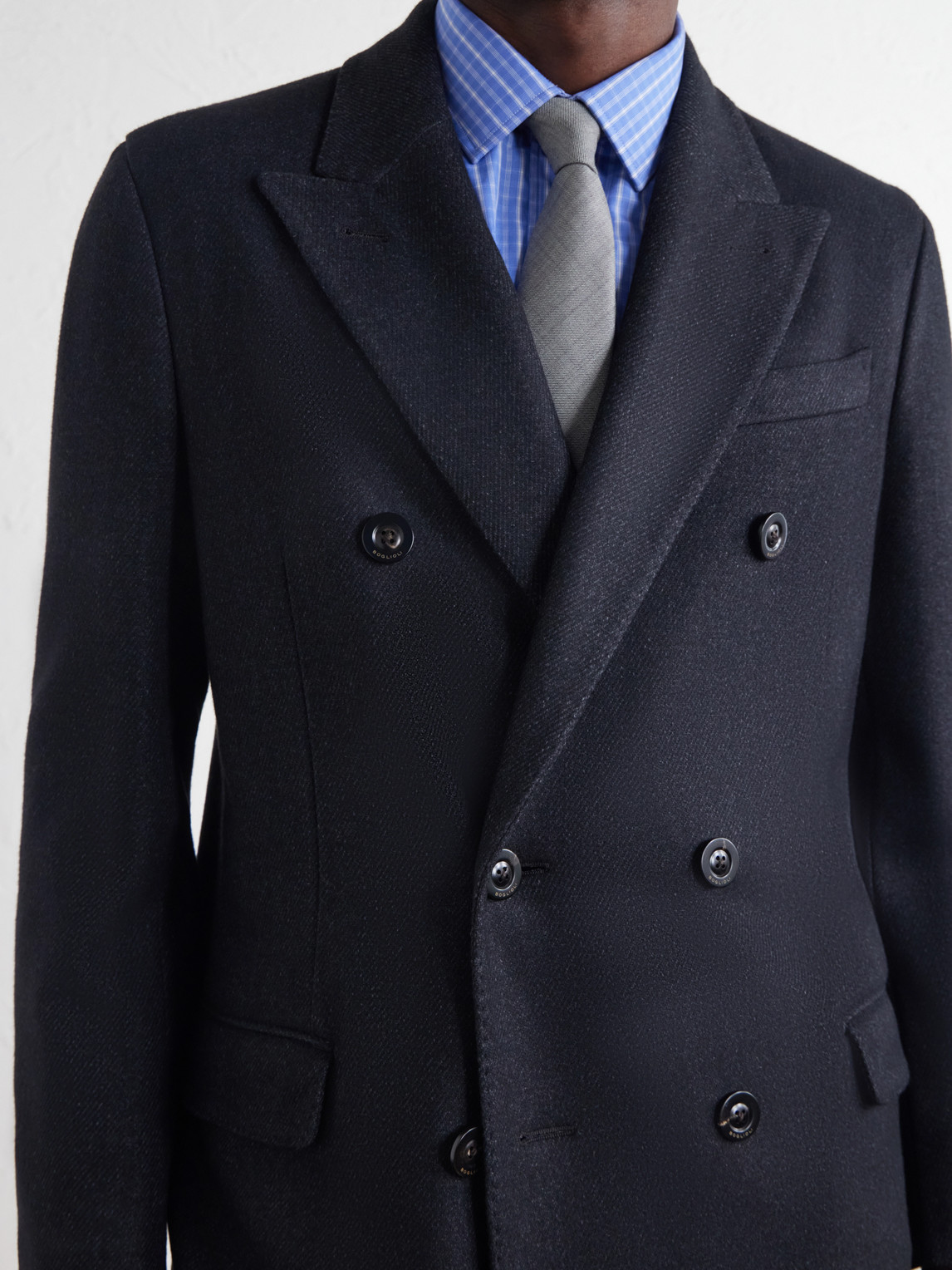 Double-Breasted Wool-Blend Twill Coat