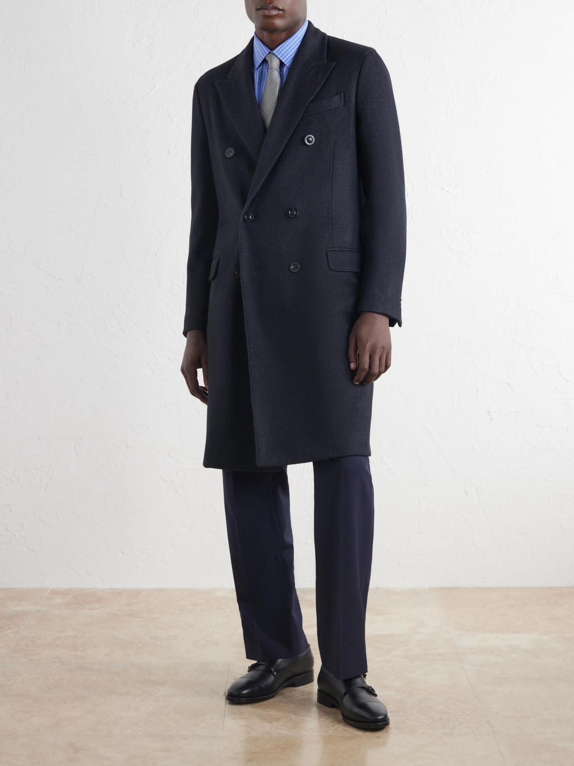 Double-Breasted Wool-Blend Twill Coat