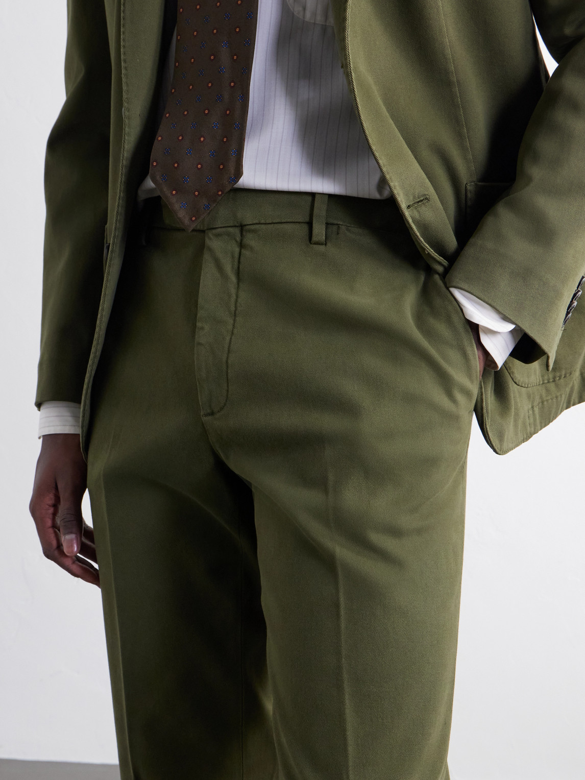 Straight-Leg Stretch Cotton-Twill Suit Trousers