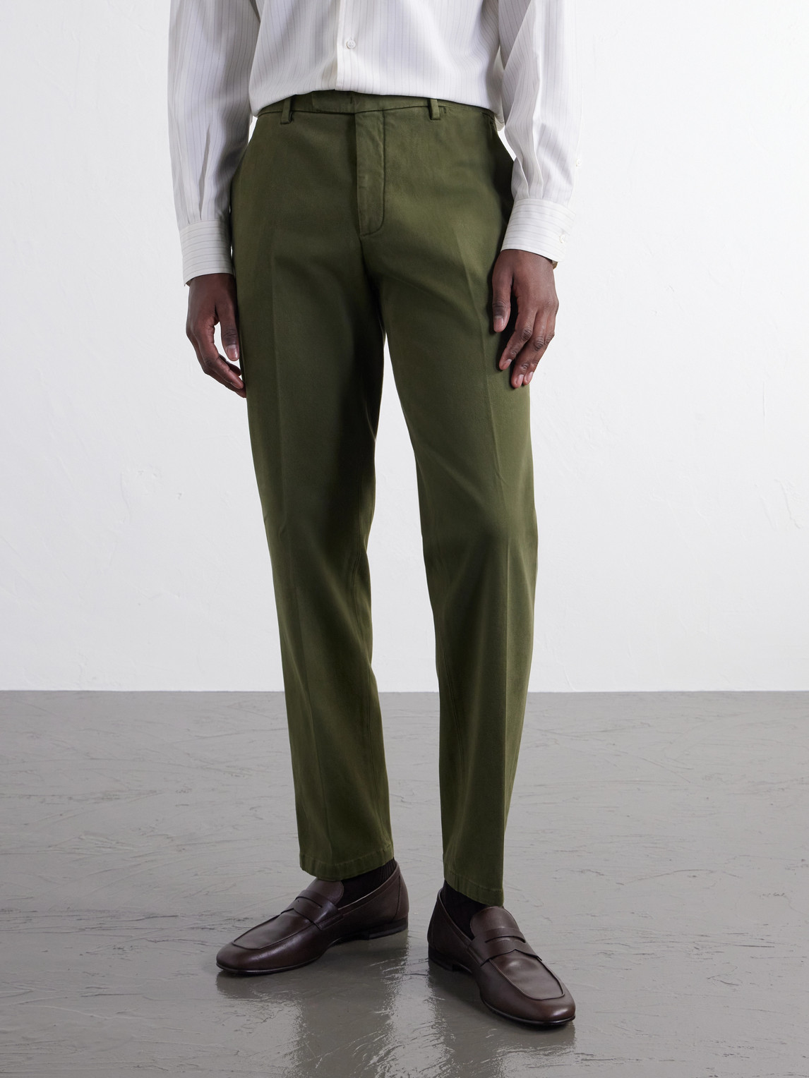 Straight-Leg Stretch Cotton-Twill Suit Trousers