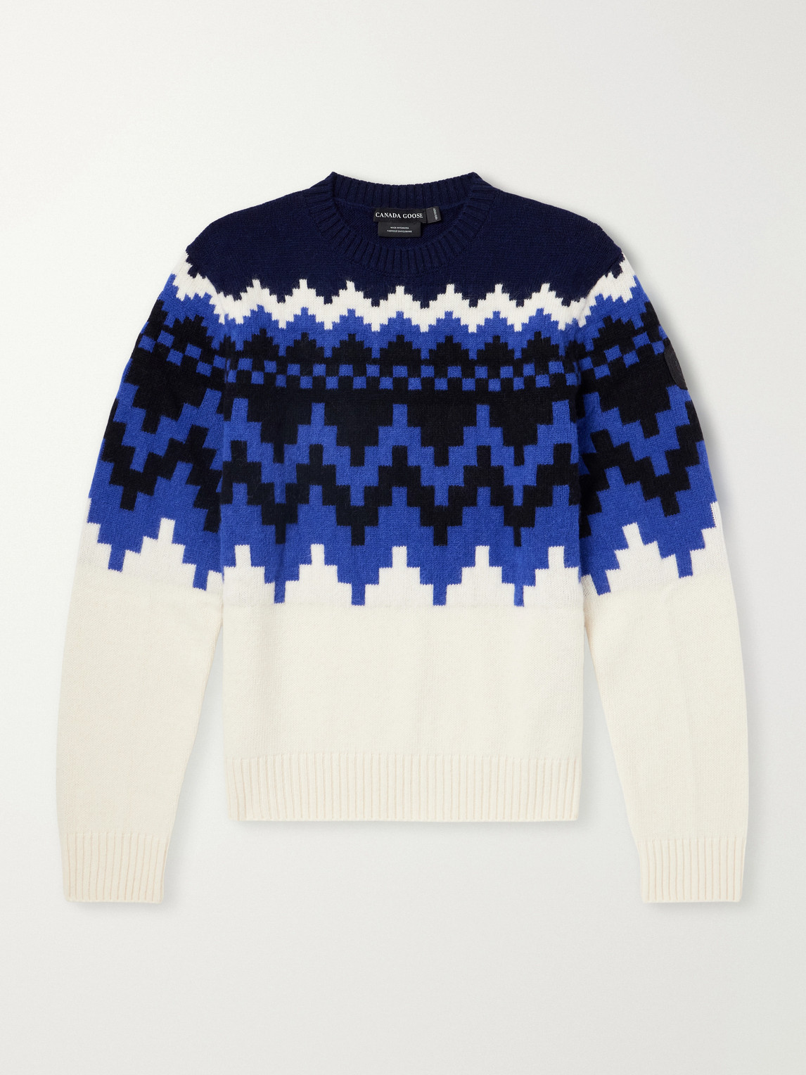 Canada Goose Eri Intarsia-knit Wool And Alpaca-blend Sweater In Blue