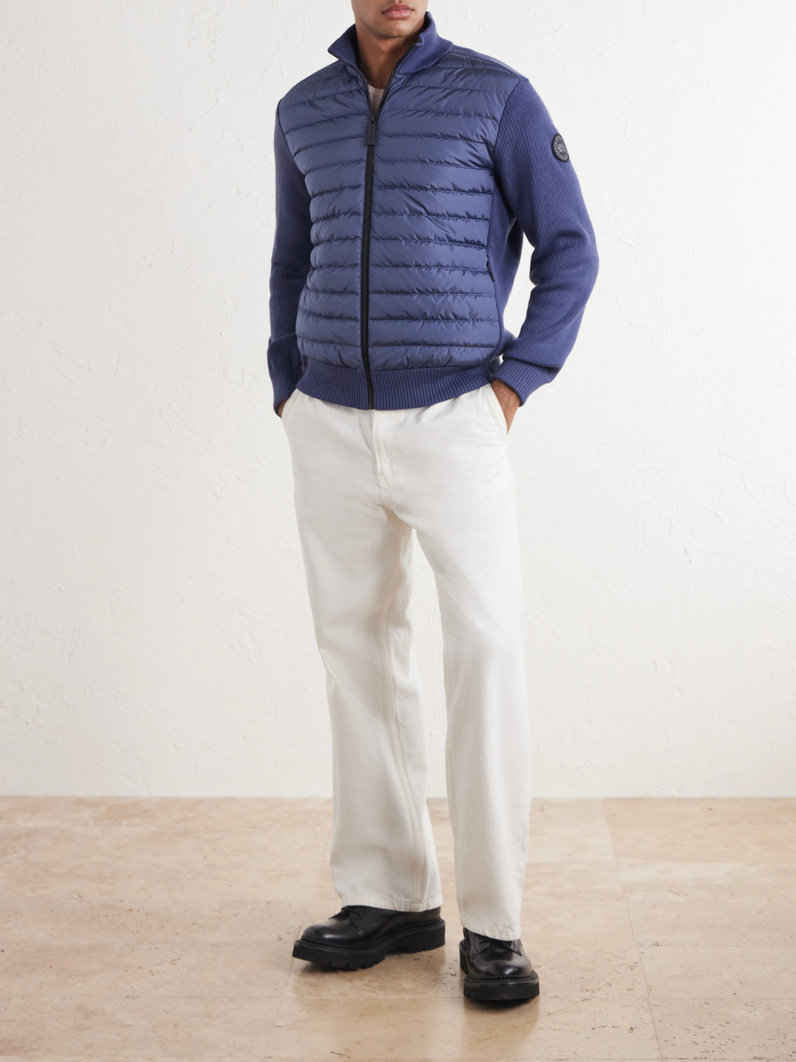 Hybridge® Ribbed Wool And Quilted Shell Down Jacket