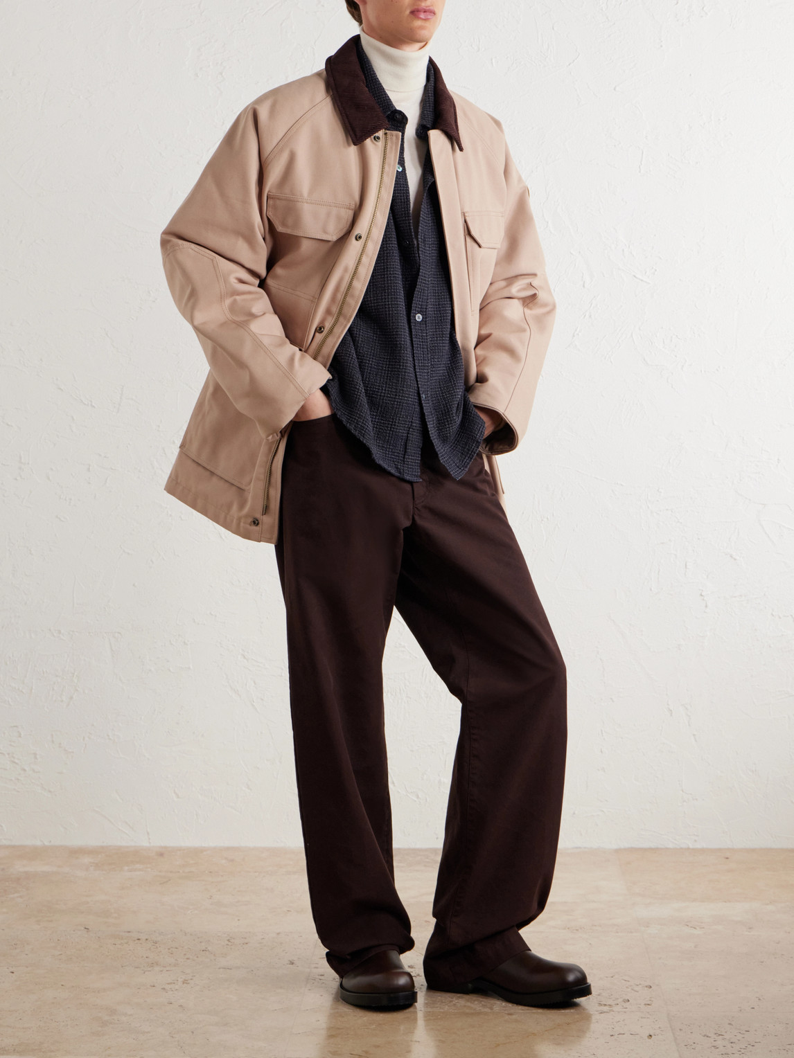 Garrison Corduroy-Trimmed Cotton-Canvas Coat