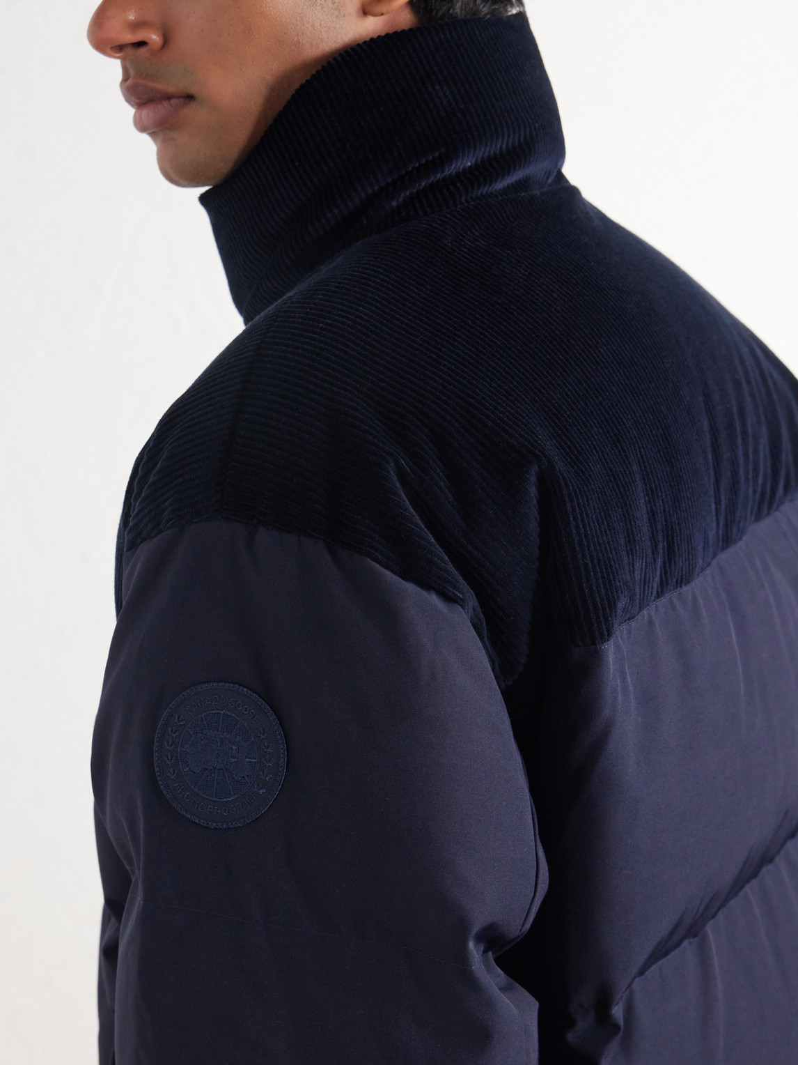 Sterling Corduroy-Trimmed Quilted Shell Down Jacket