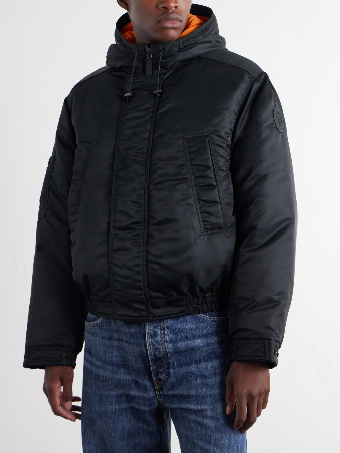 Windrow Twill Hooded Down Bomber Jacket