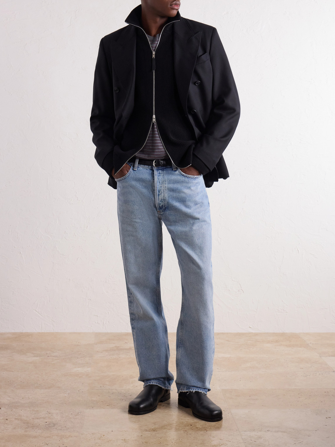 90'S Straight-Leg Distressed Organic Cotton Jeans