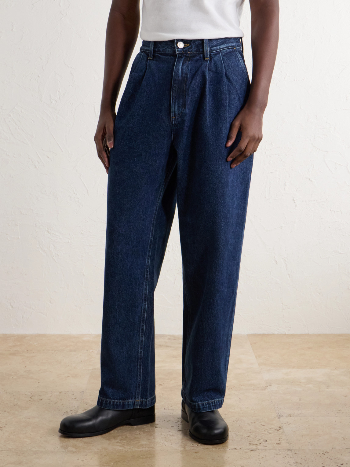 Slater Straight-Leg Pleated Jeans