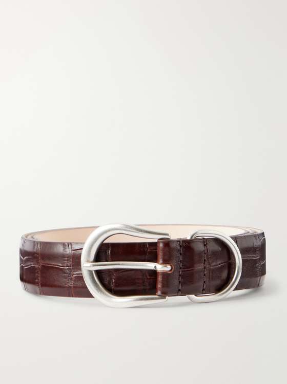 Dhanche Hollyhock 3cm Croc-Effect Leather Belt