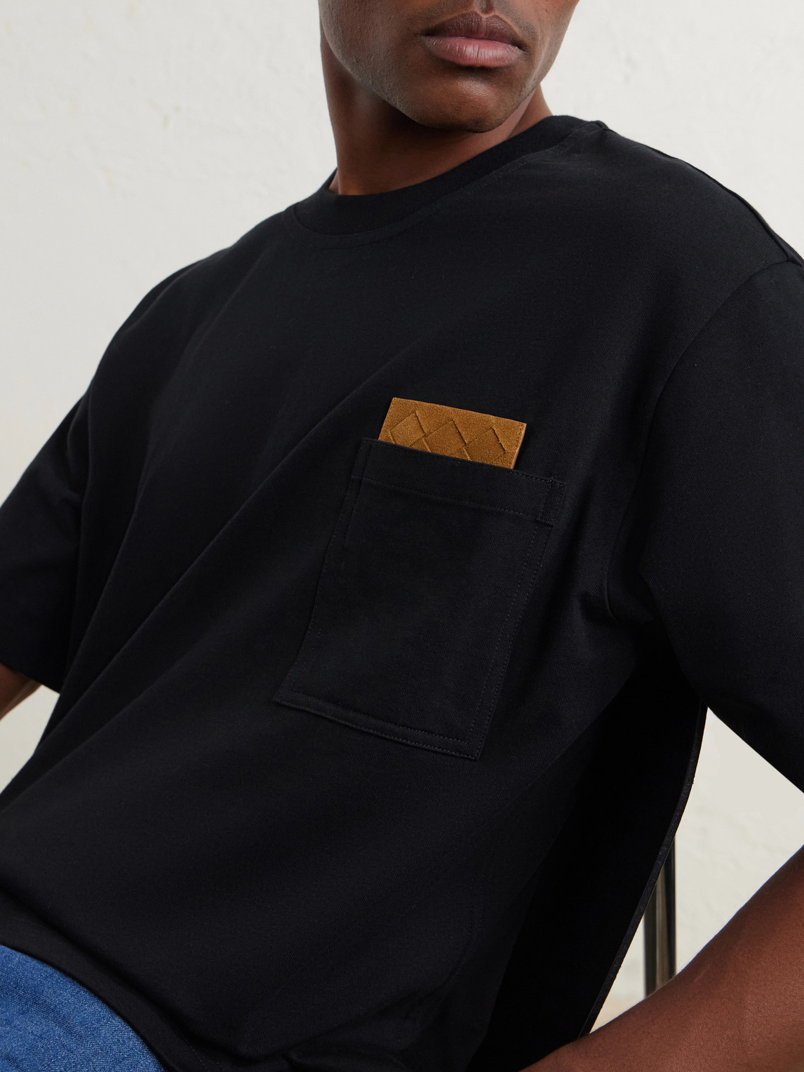 Intrecciato Suede-Trimmed Cotton-Jersey T-Shirt