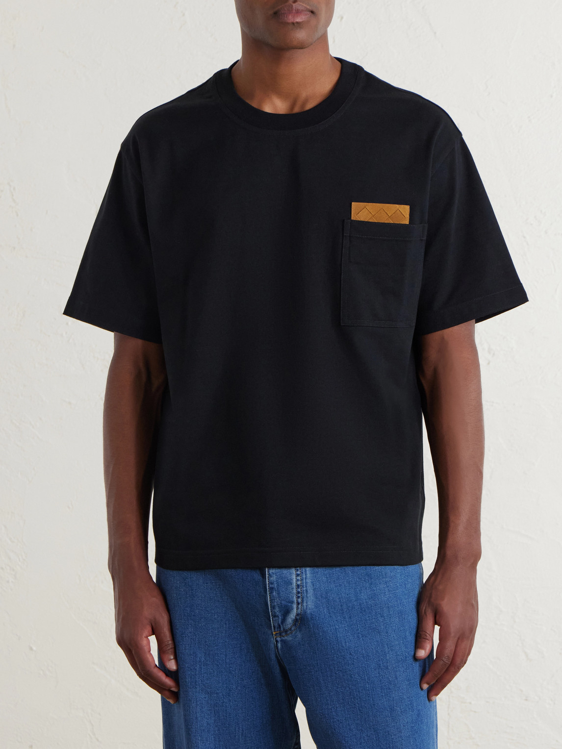 Intrecciato Suede-Trimmed Cotton-Jersey T-Shirt