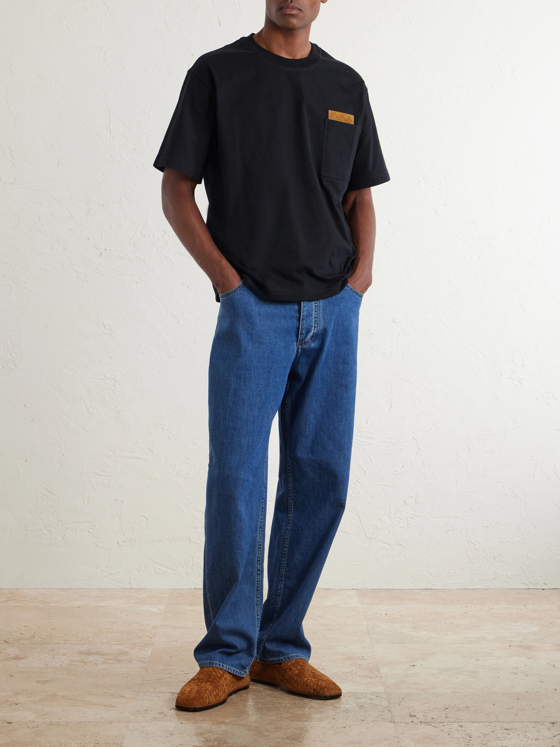 Intrecciato Suede-Trimmed Cotton-Jersey T-Shirt