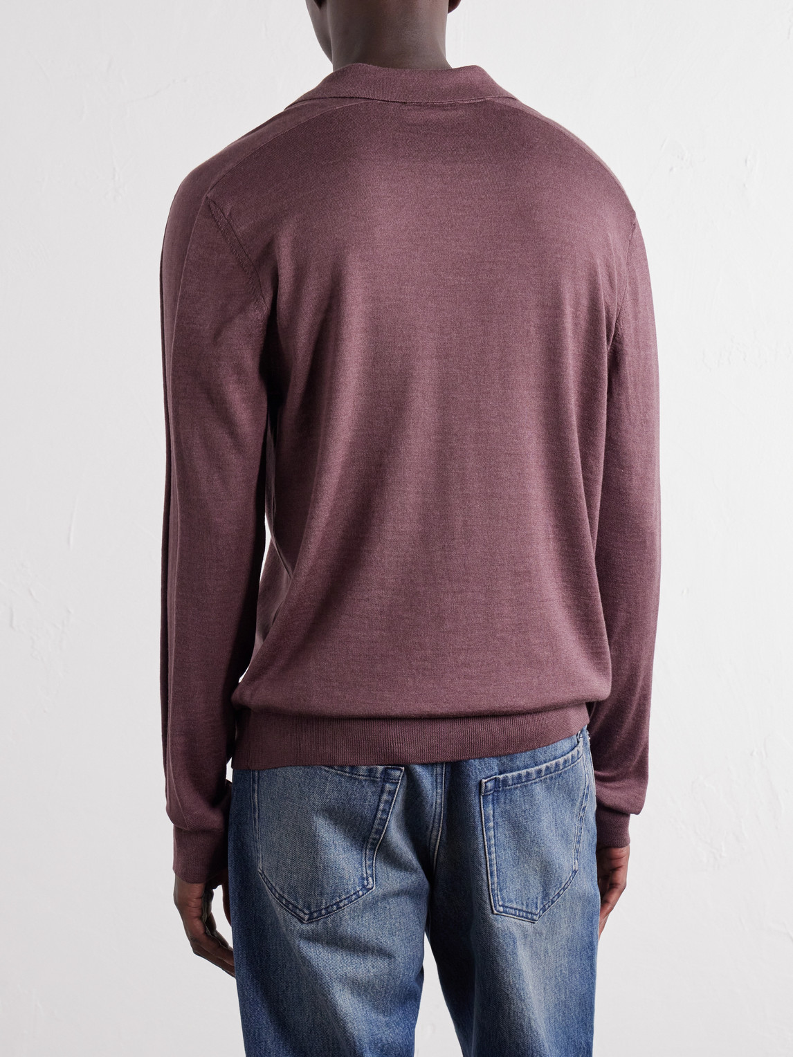 Mr P. - Rib-Trimmed Merino Wool And Silk-Blend Polo Shirt