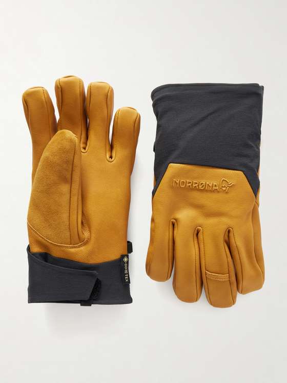 Norrna Lofoten Quilted Padded Leather-Trimmed GORE-TEX® Shell Ski Gloves