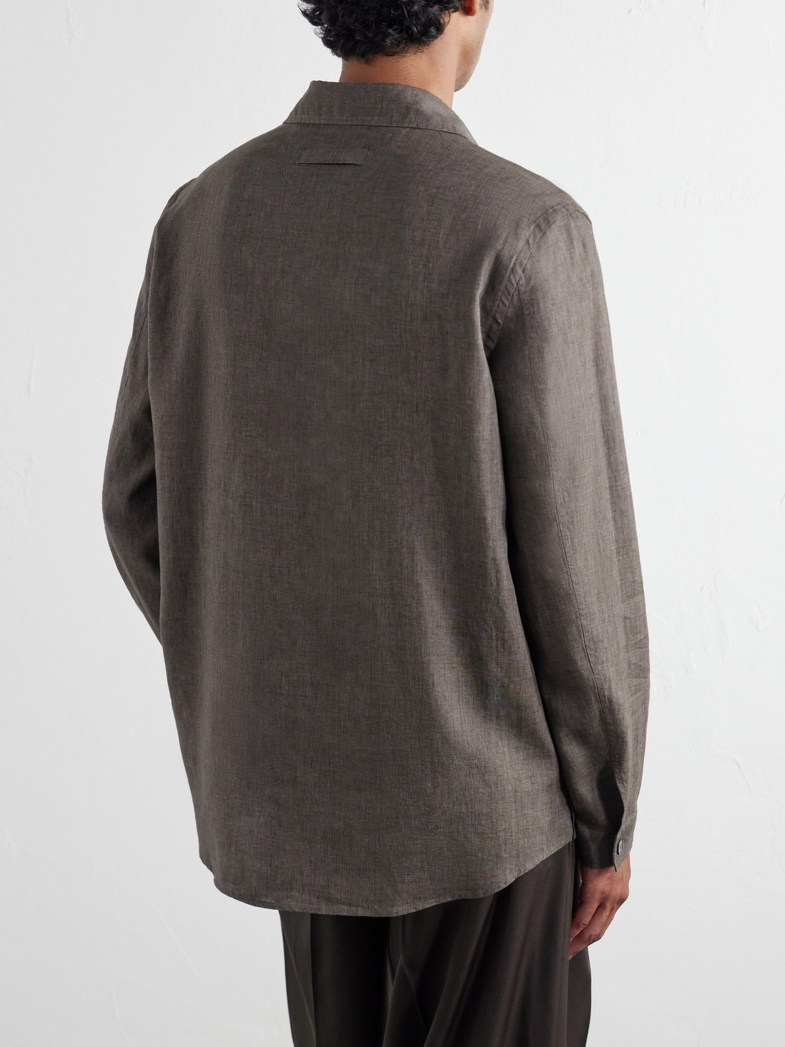 Woven Linen Polo Shirt