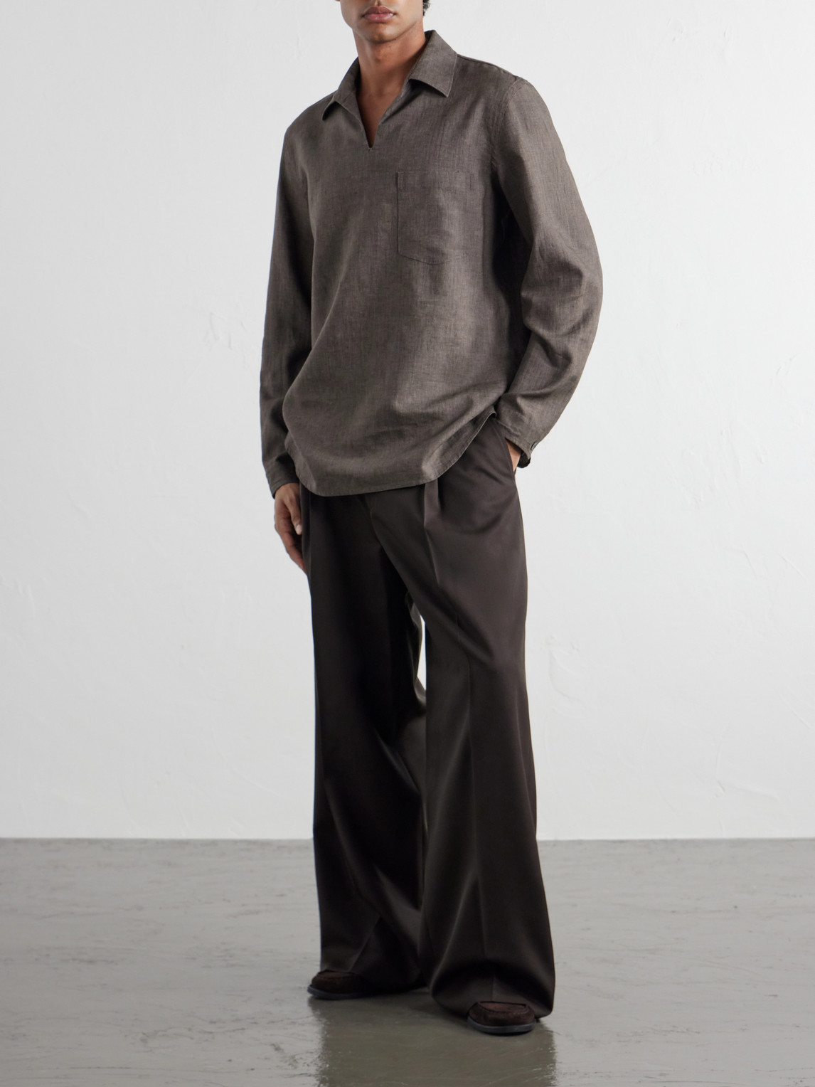 Woven Linen Polo Shirt