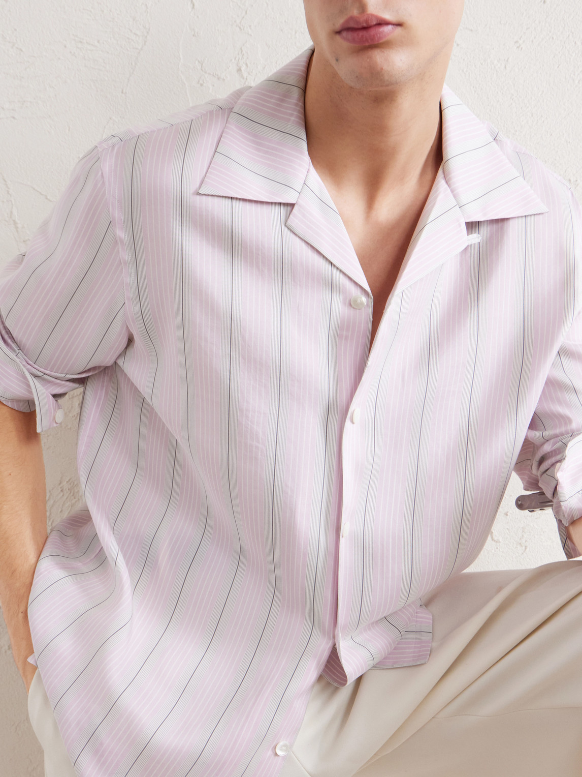 Striped Camp-Collar Shirt