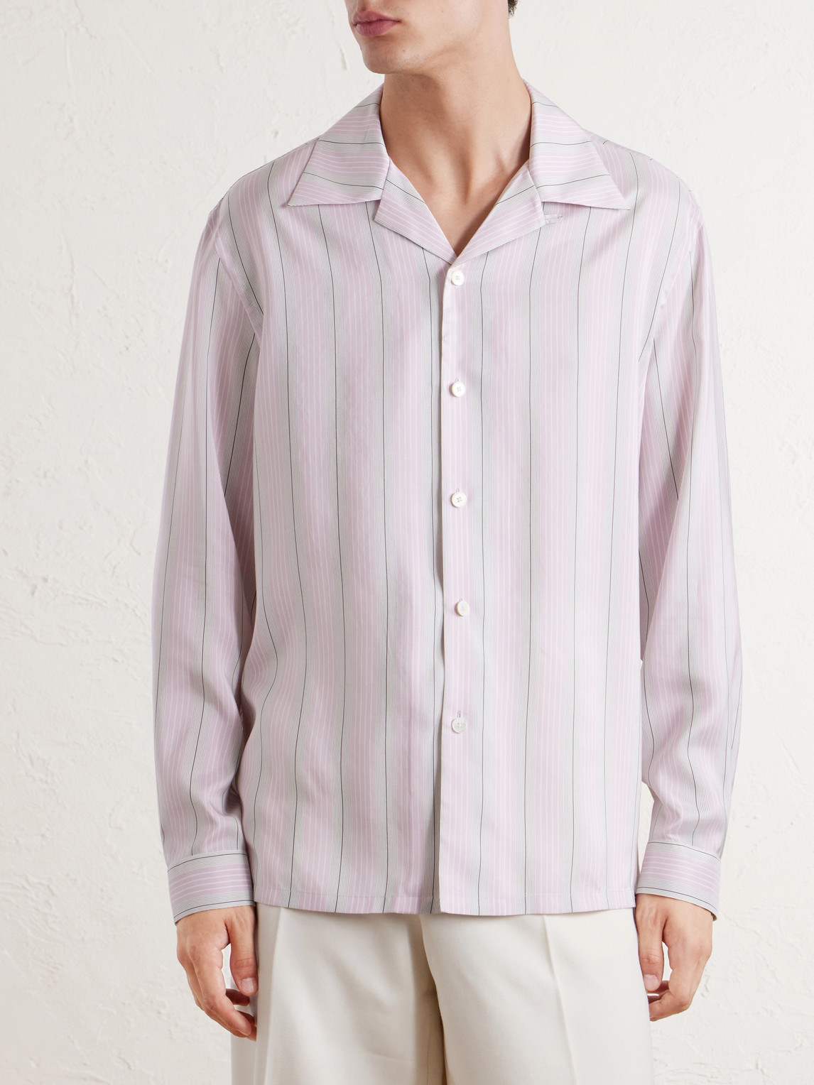 Striped Camp-Collar Shirt