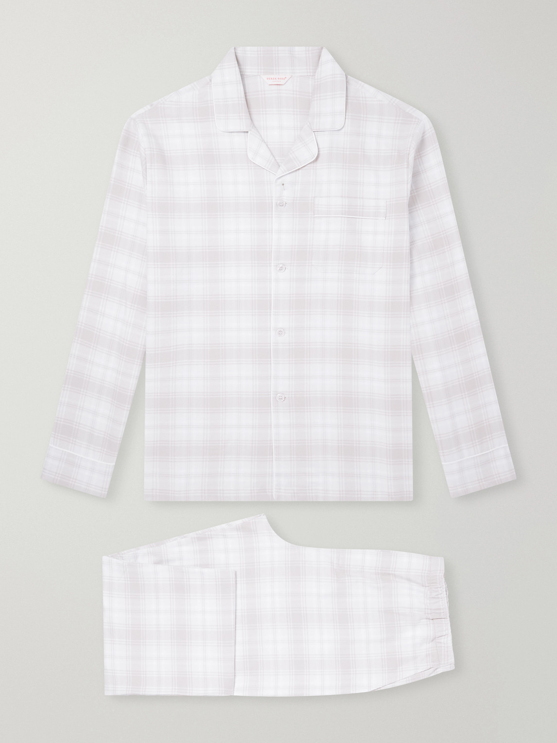 Derek Rose Kelburn Checked Brushed Cotton-flannel Pyjama Set In White