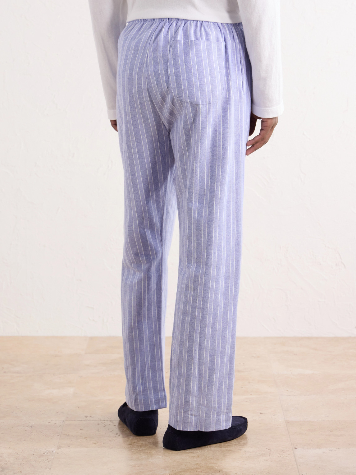 Arran 20 Straight-Leg Striped Herringbone Brushed-Cotton Twill Pyjama Trousers