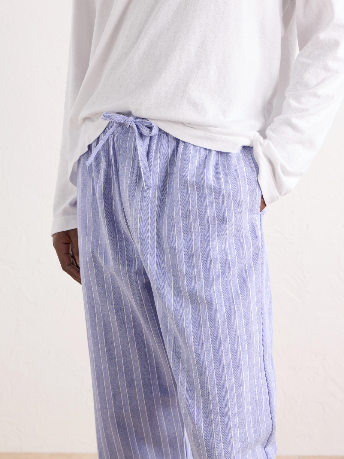 Arran 20 Straight-Leg Striped Herringbone Brushed-Cotton Twill Pyjama Trousers